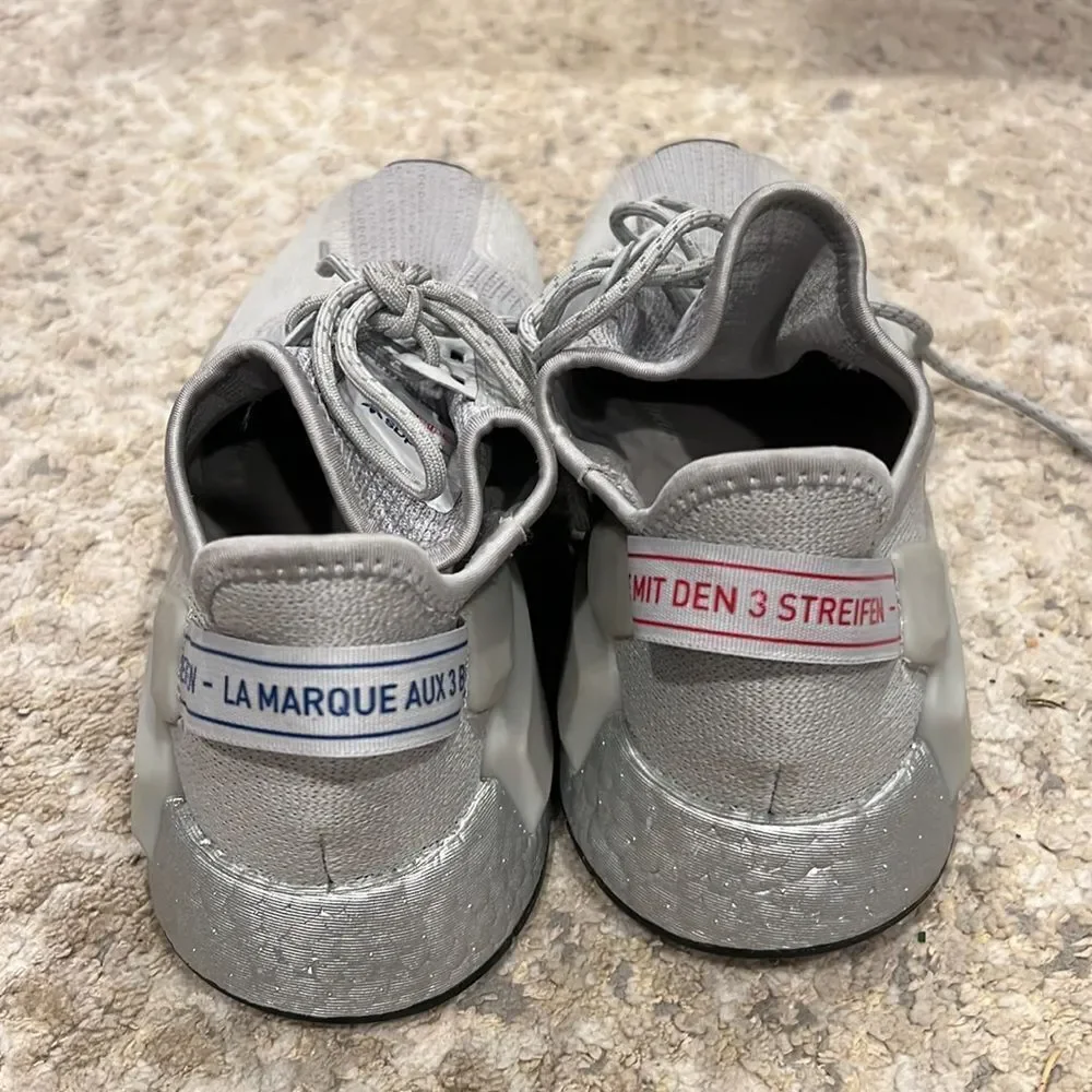 adidas Grey Knit Athletic Sneakers with Slip-On Design